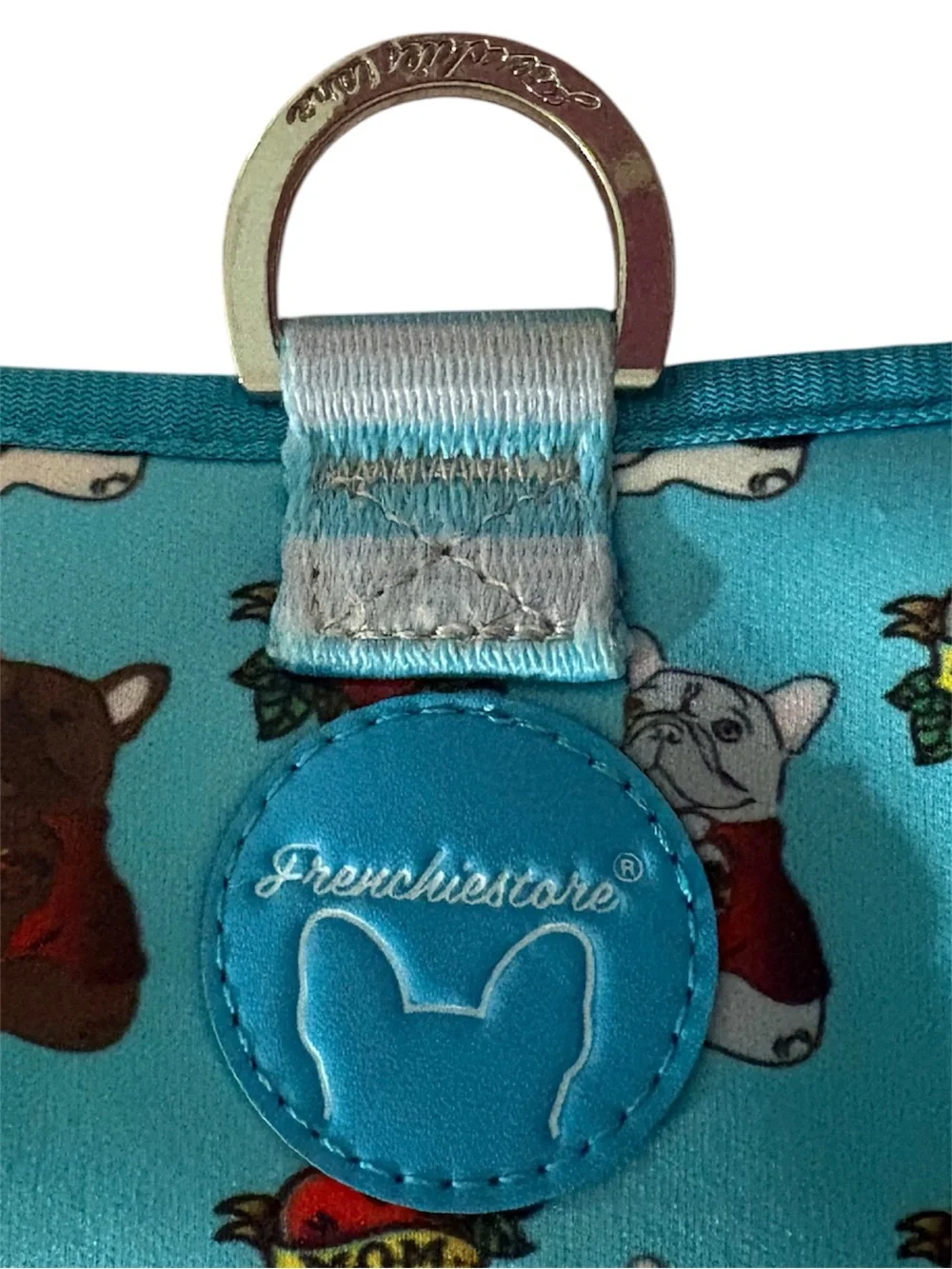 Frenchi Turquoise Dog Harness with Cartoon Pup Print